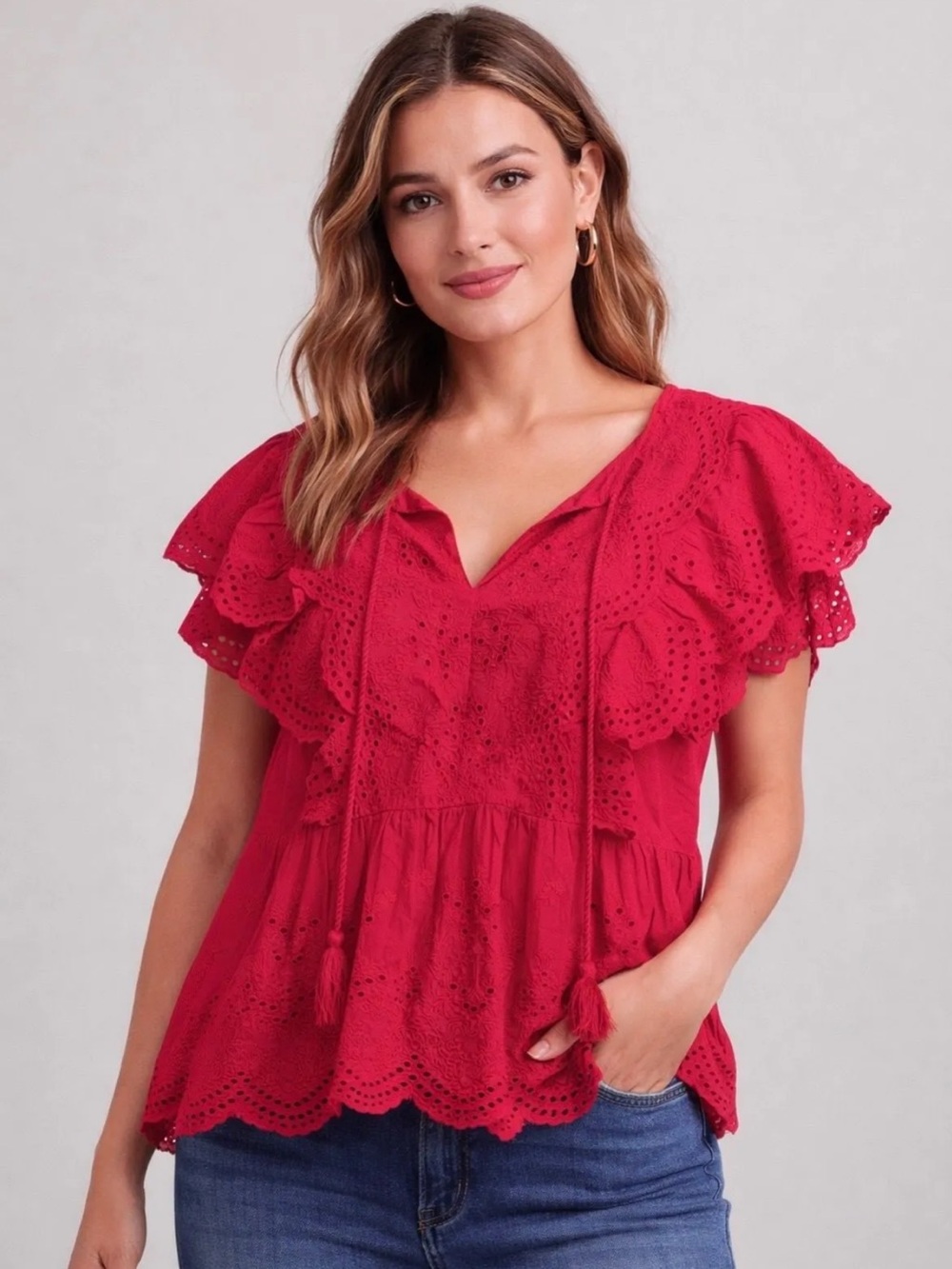 Jennifer & Grace pink ruffle top